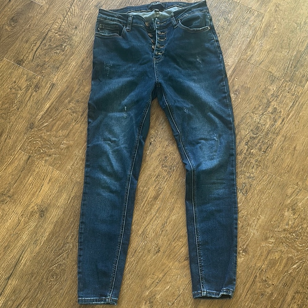 Judy Blue Skinny Jeans Blue Distressed Tapered